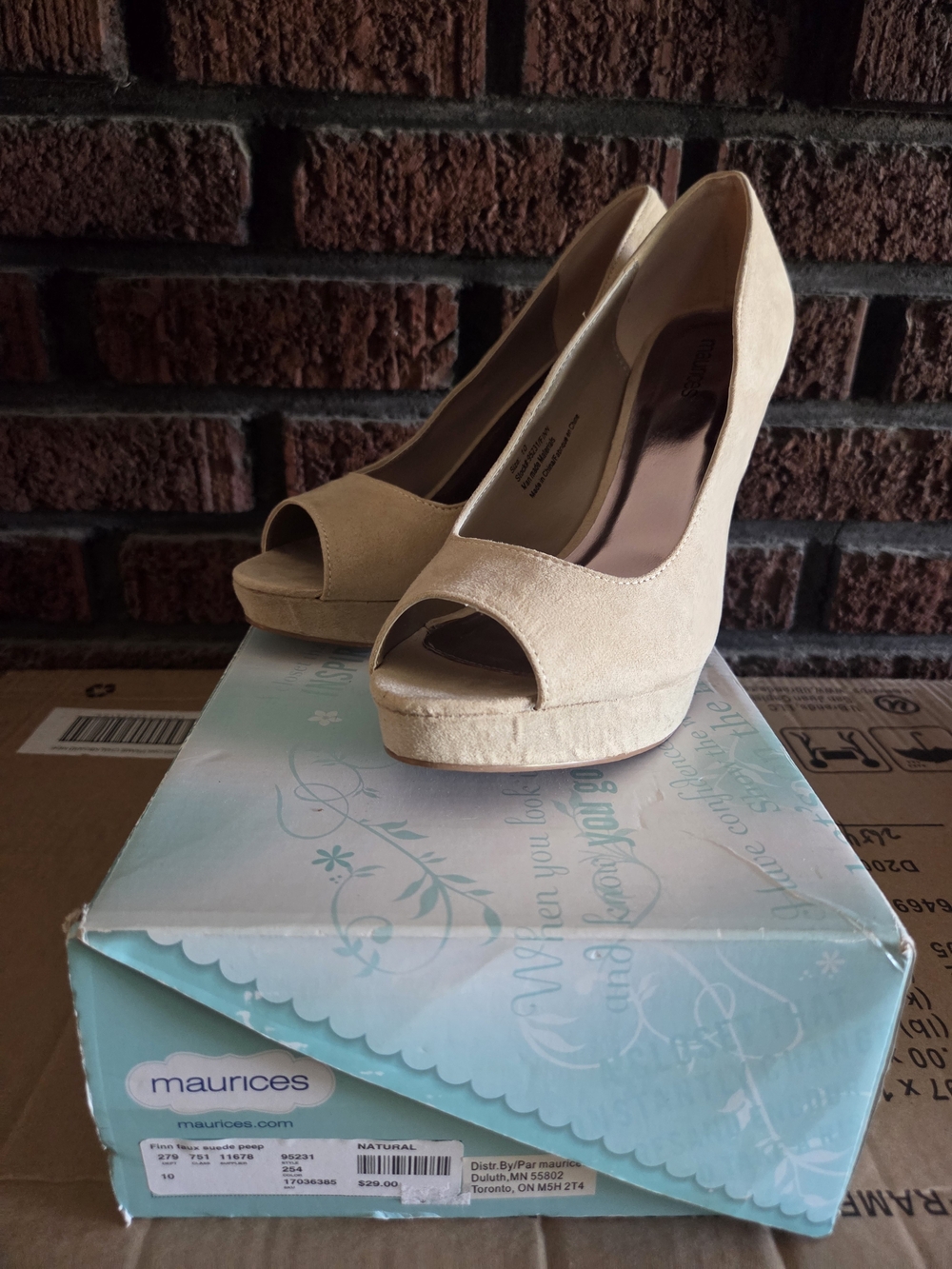 Maurices Tan Open-Toe Platform Heels